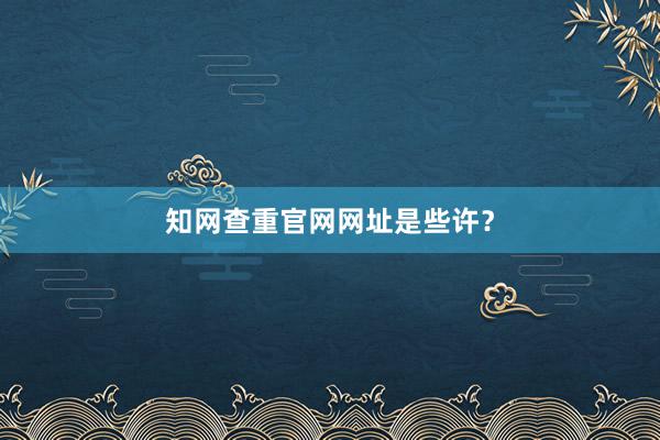 知网查重官网网址是些许？