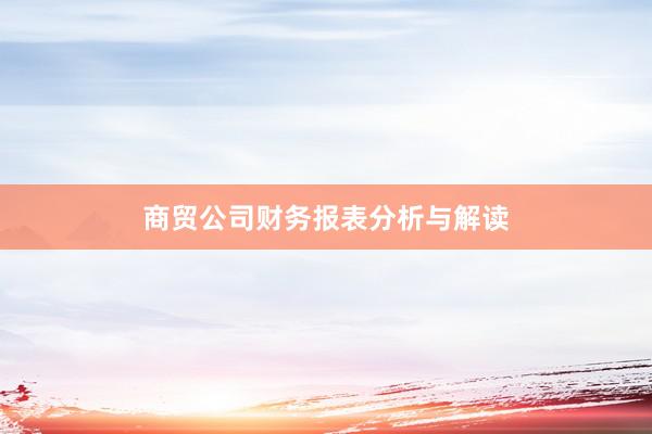 商贸公司财务报表分析与解读